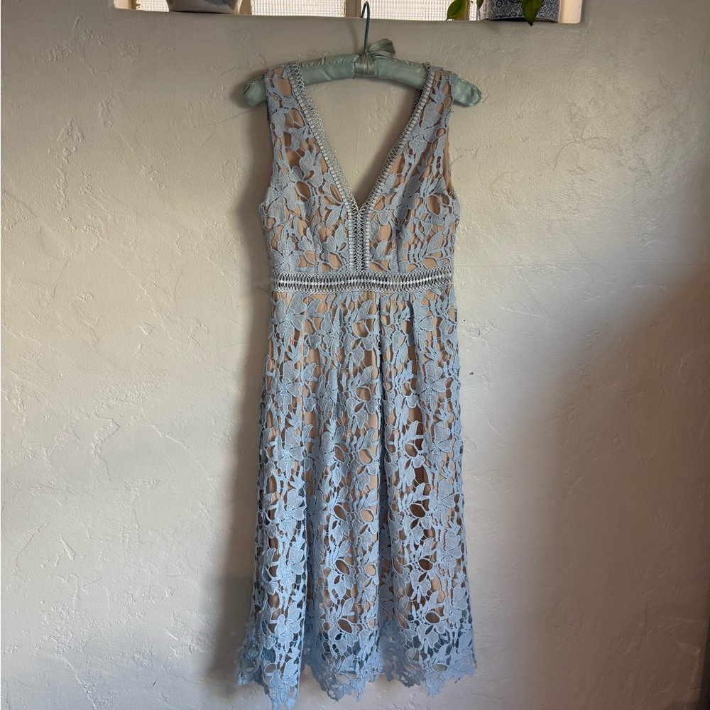 Elegant Blue Lace Dress